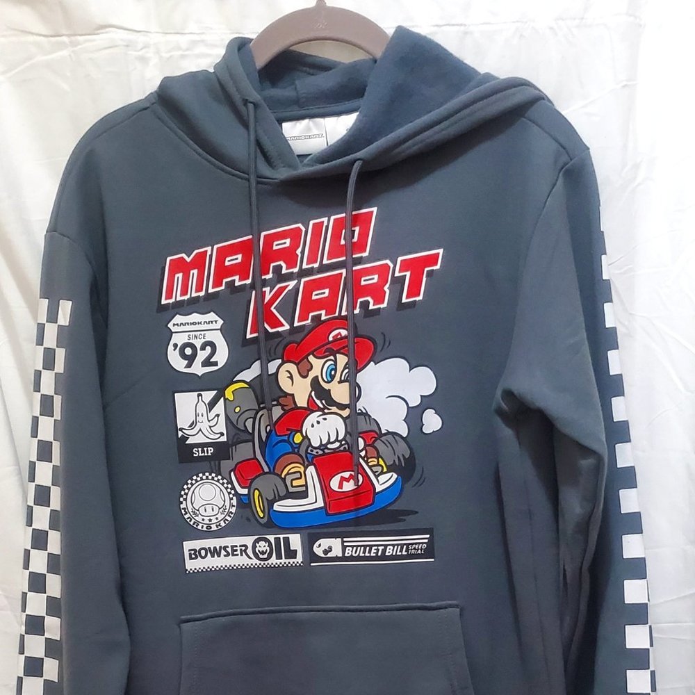Sper Mario Kart Gray Hoodie Pullover SIZE S - Picture 1 of 8